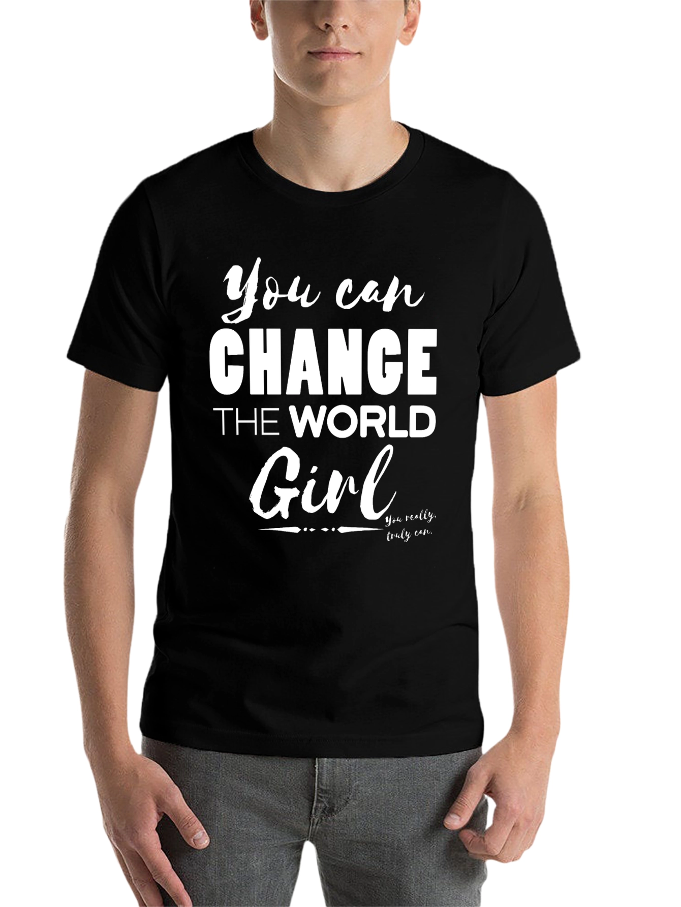 Black You Can Change the World Girl Black Tee view 7