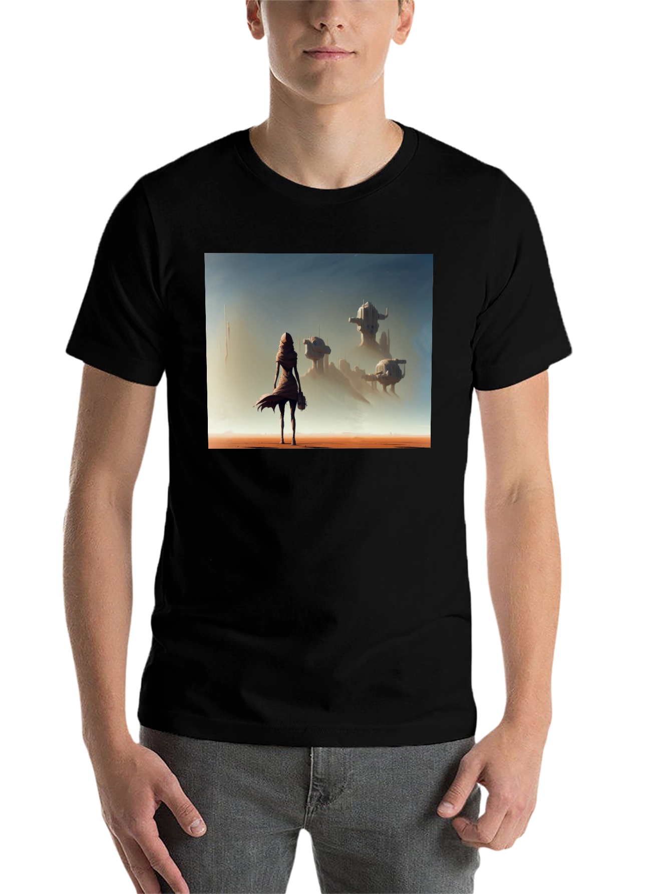 Black Sci-Fi Traveler Graphic T-Shirt view 7