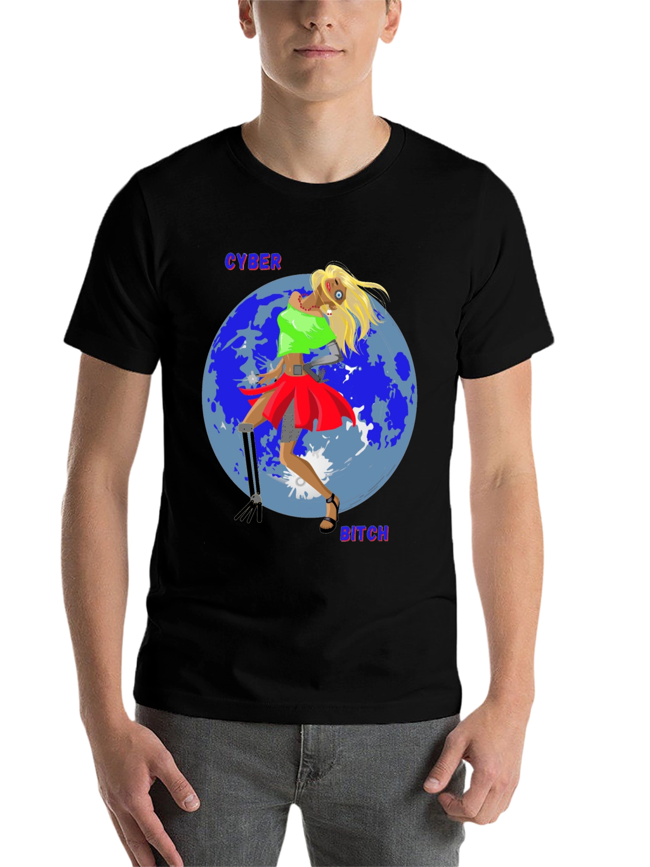 Black Cyber Bitch T-Shirt - Unique Graphic Tee view 7