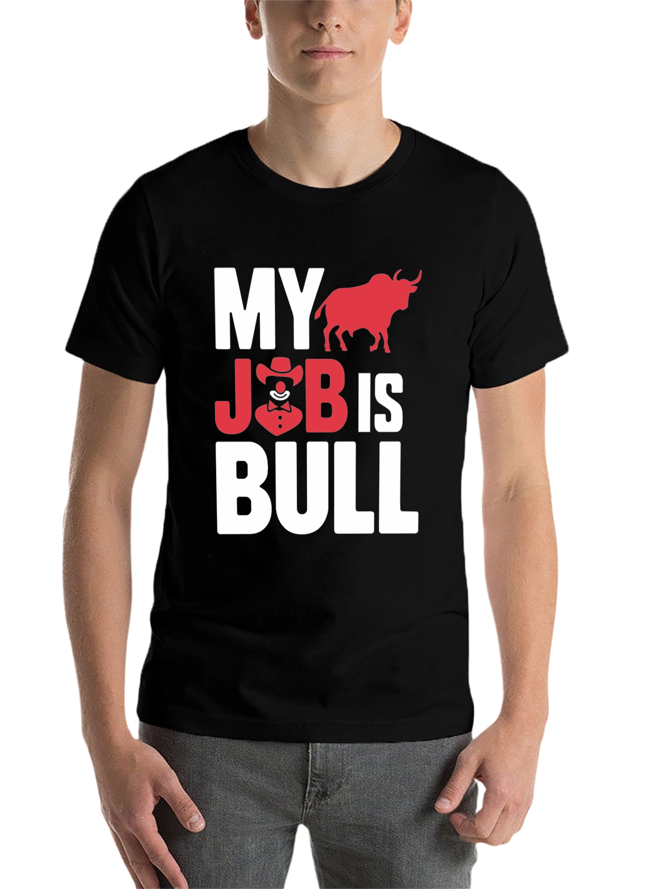 Black My Job is Bull Funny Graphic T-Shirt view 7