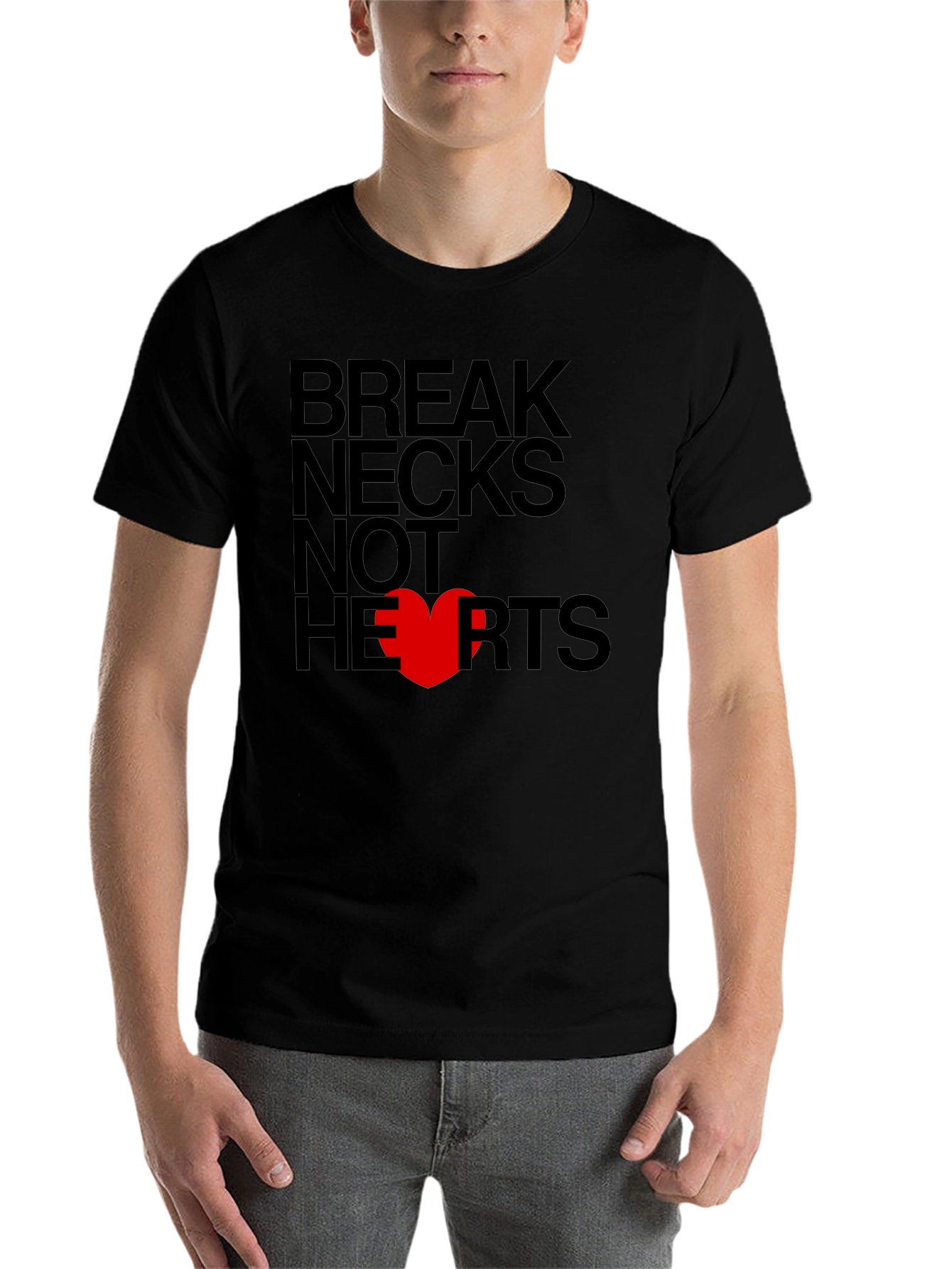 Black Break Necks Not Hearts Graphic T-Shirt view 7