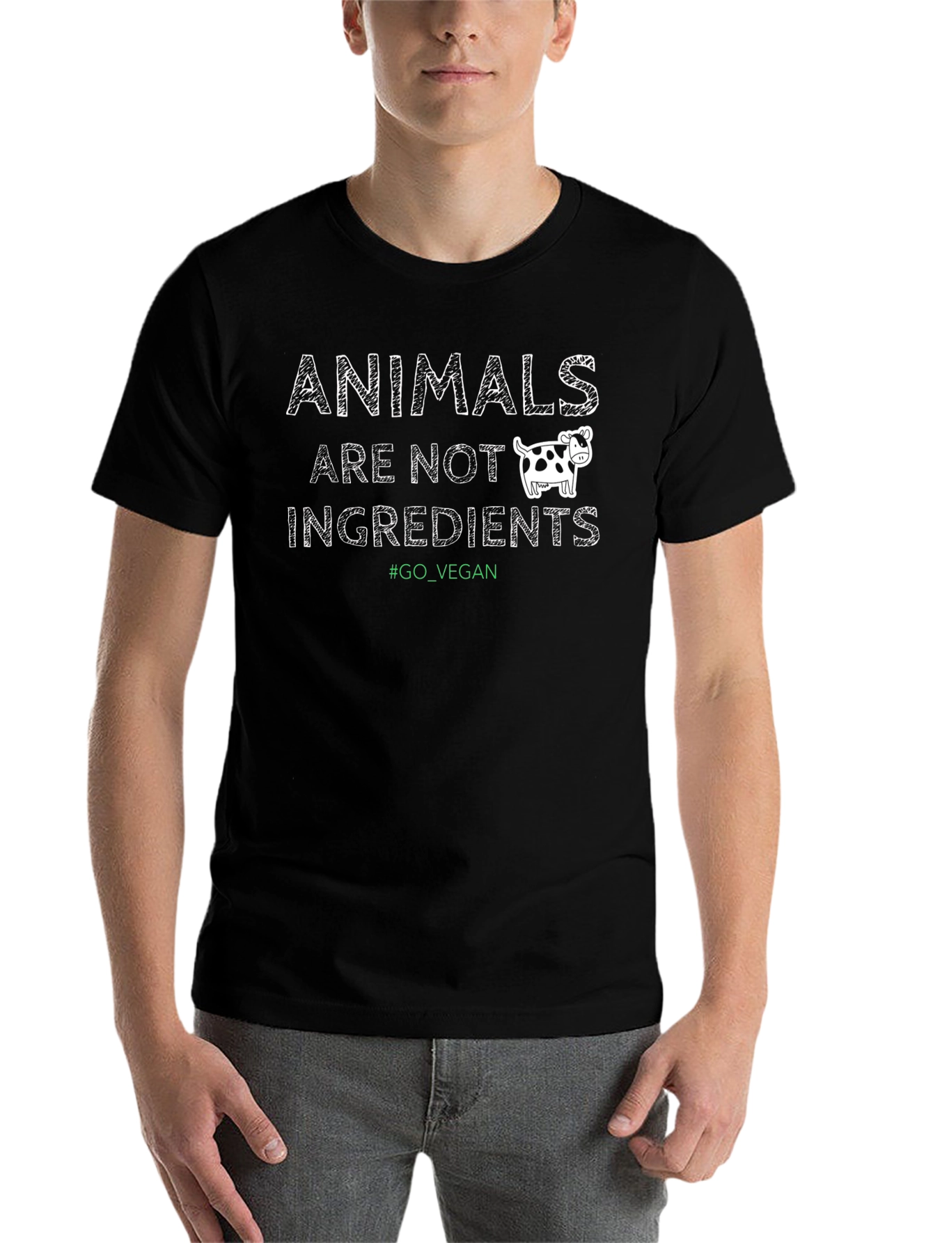 Black Vegan T-Shirt: Animals Are Not Ingredients! view 7