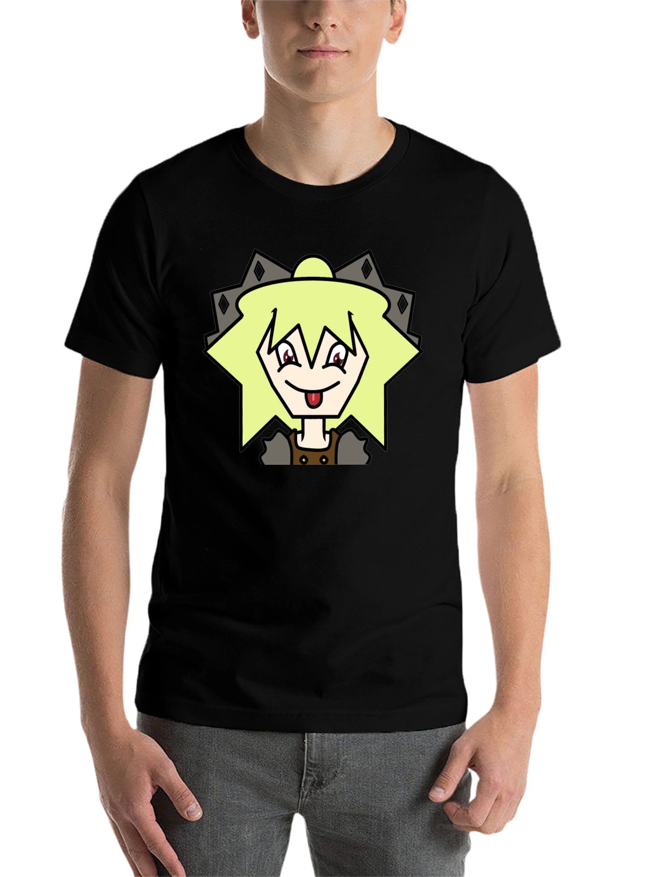 Black Anime Character Graphic Tee - Black T-Shirt view 7
