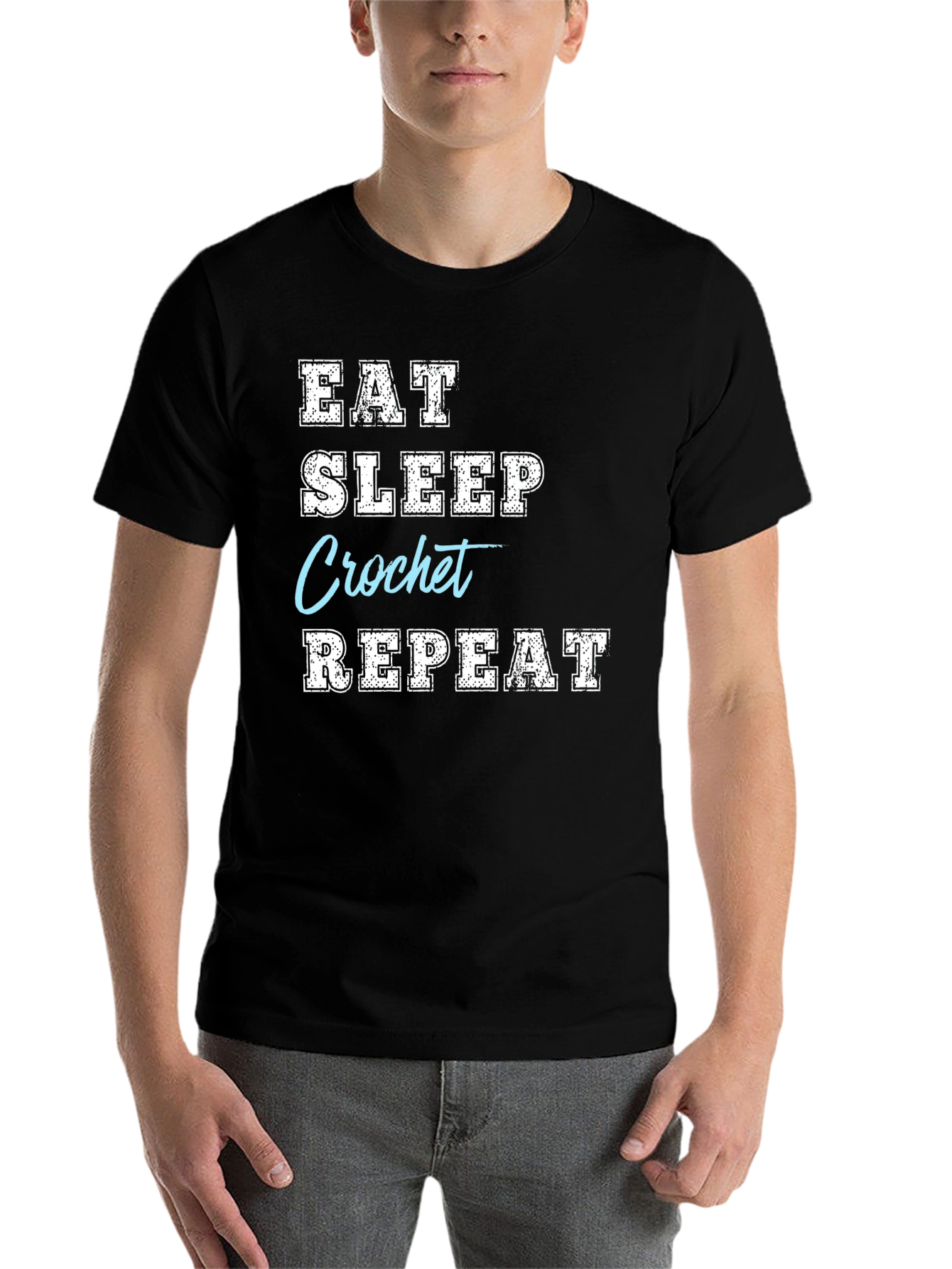 Black Eat Sleep Crochet Repeat T-Shirt view 7