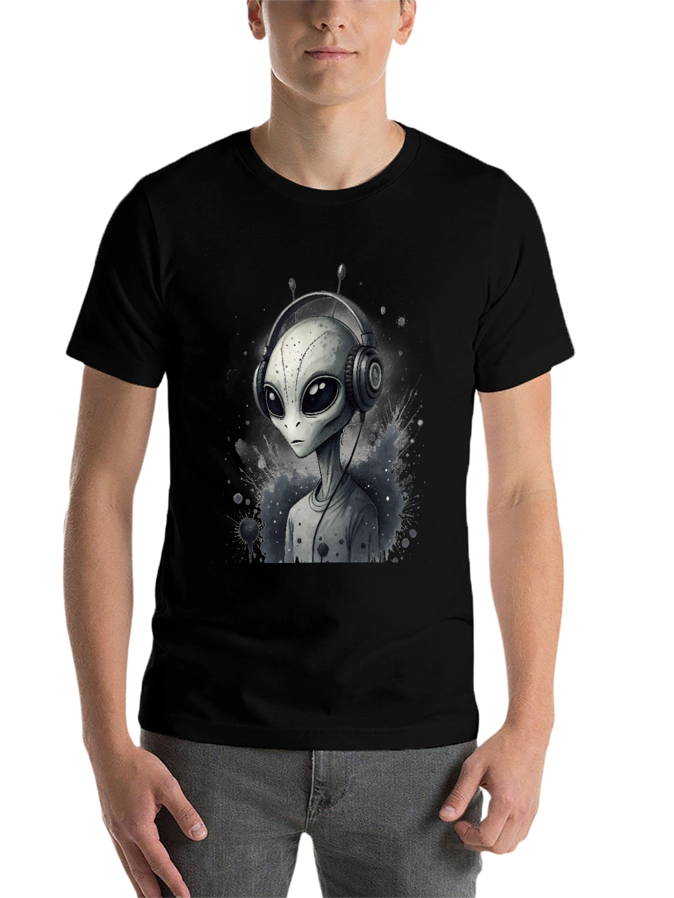 Black Alien DJ Graphic Tee - Black view 7