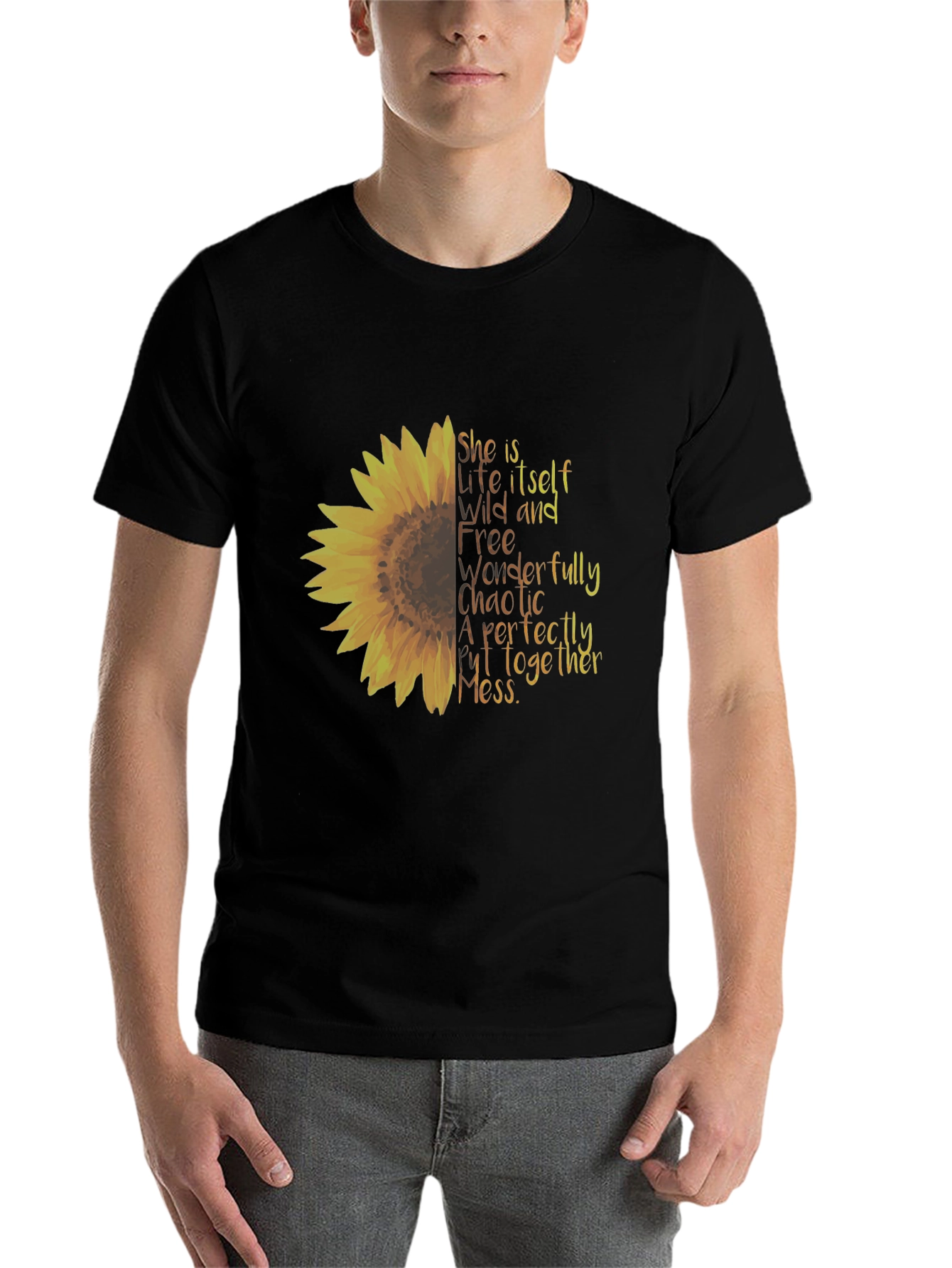 Black Sunflower Graphic Tee - Perfectly Chaotic Mess Shirt view 7