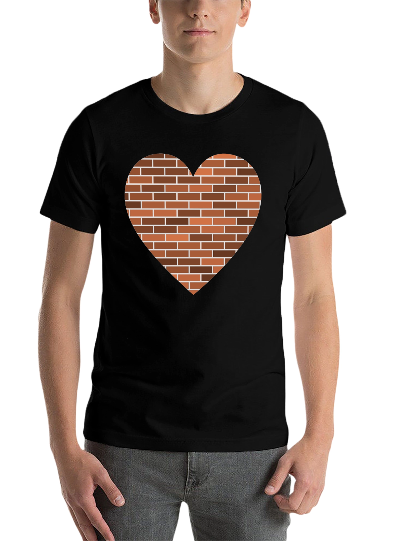 Black Brick Heart Graphic Tee - Unique Casual Shirt view 7