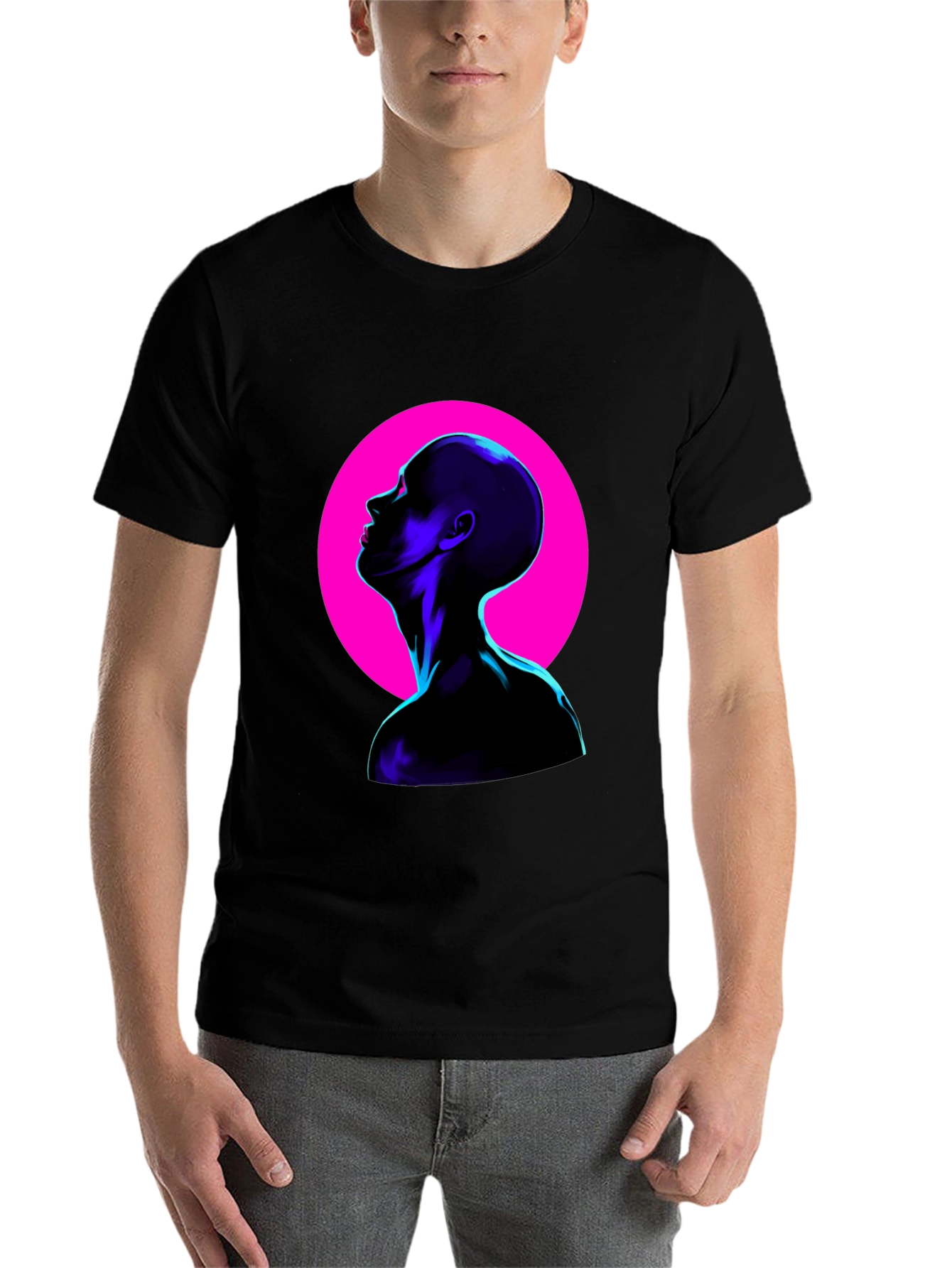 Black Cyberpunk Silhouette Graphic Tee - Bold Black view 7