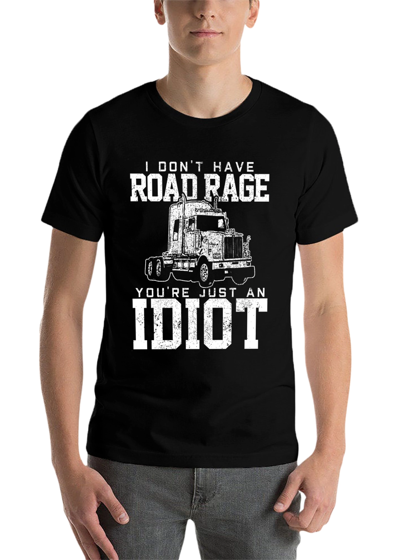 Black Road Rage Trucker Graphic Tee - Black Cotton Blend view 7