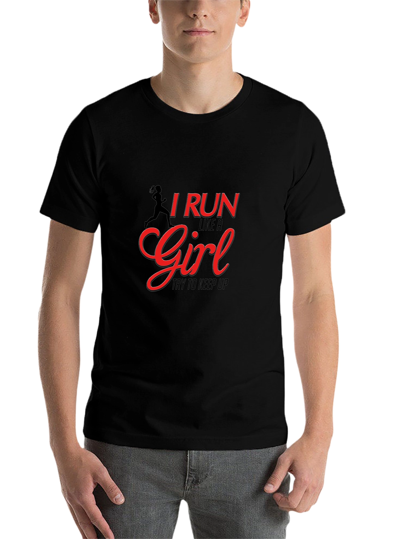 Black I Run Like A Girl Black T-Shirt view 7