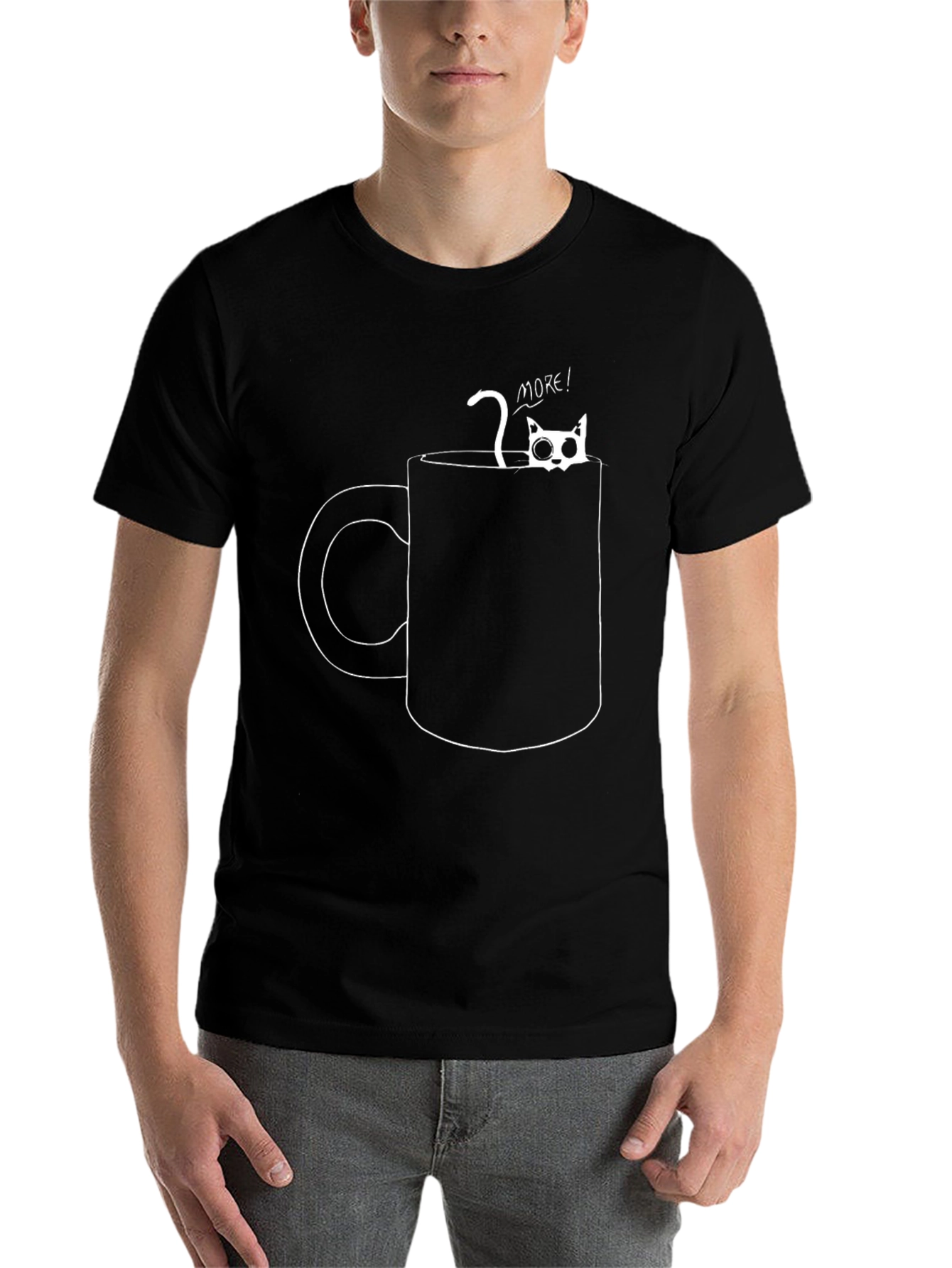 Black Cat In Mug Graphic T-Shirt - Black view 7