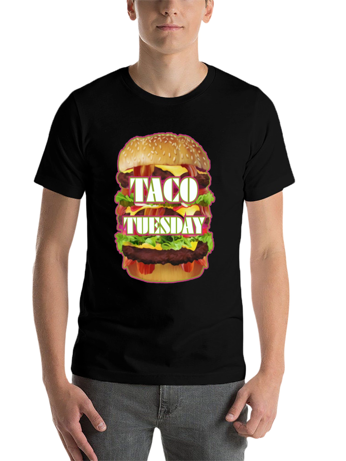 Black Taco Tuesday Burger Graphic Tee view 7