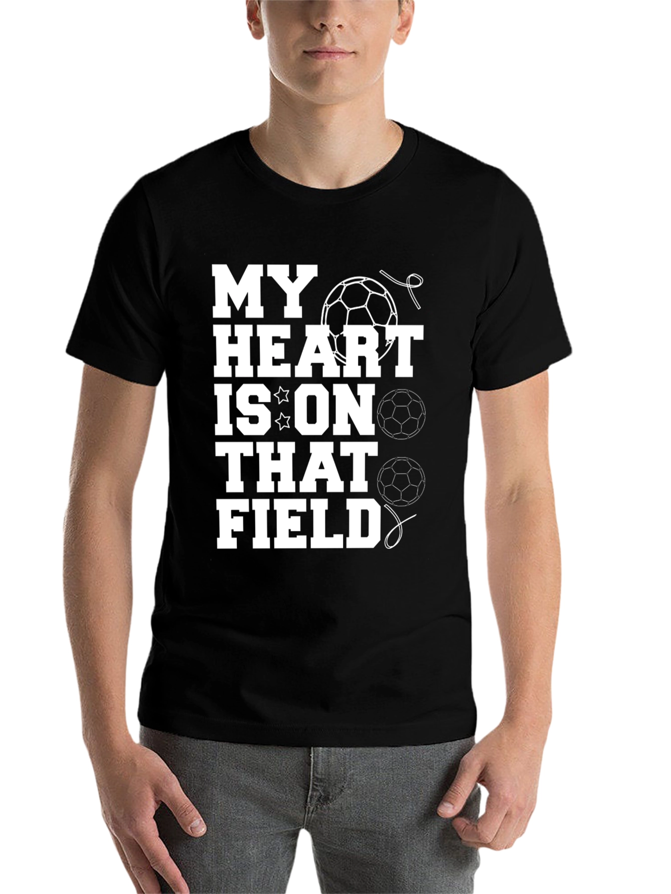 Black My Heart is on That Field Soccer T-Shirt view 7