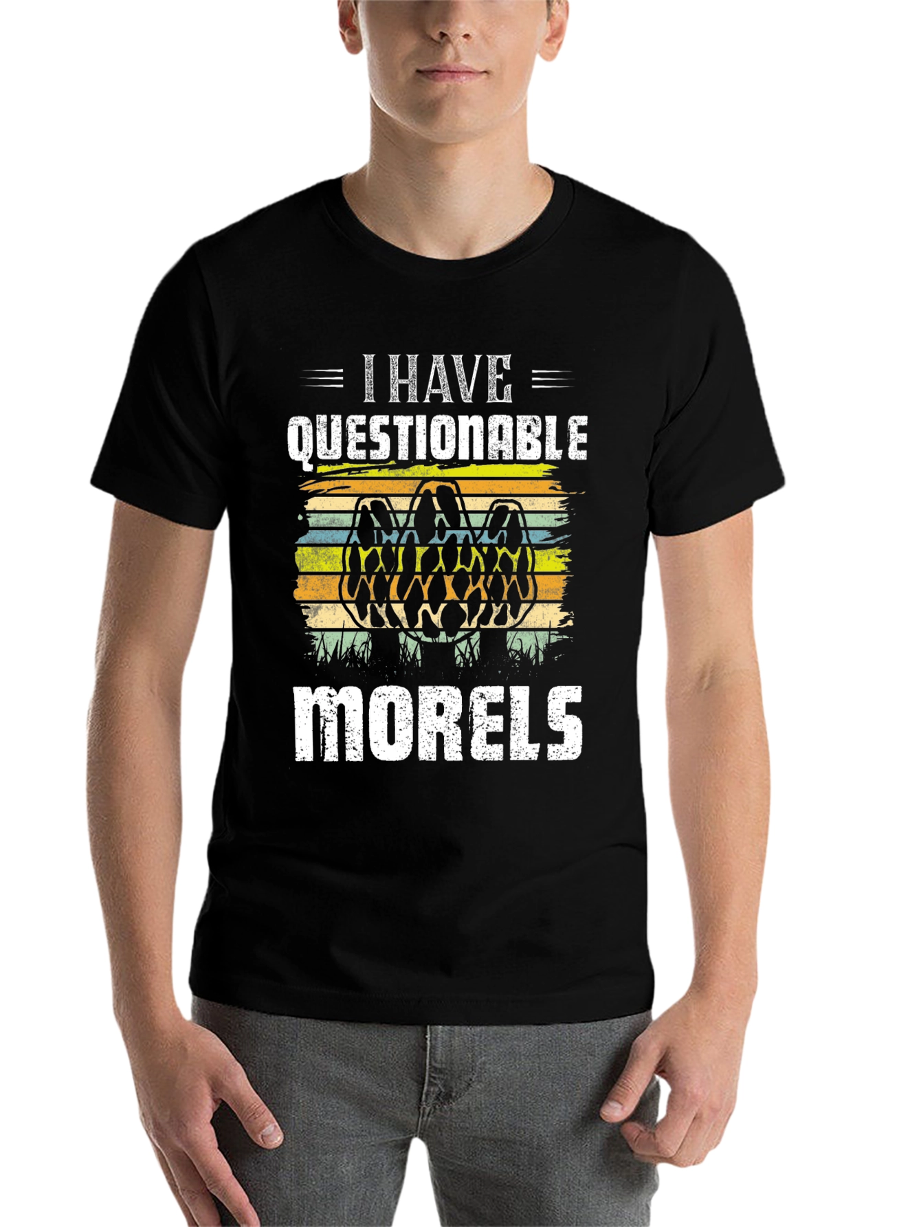 I Have Questionable Morels Funny Morel Mushroom Hunter T-Shirt - 7