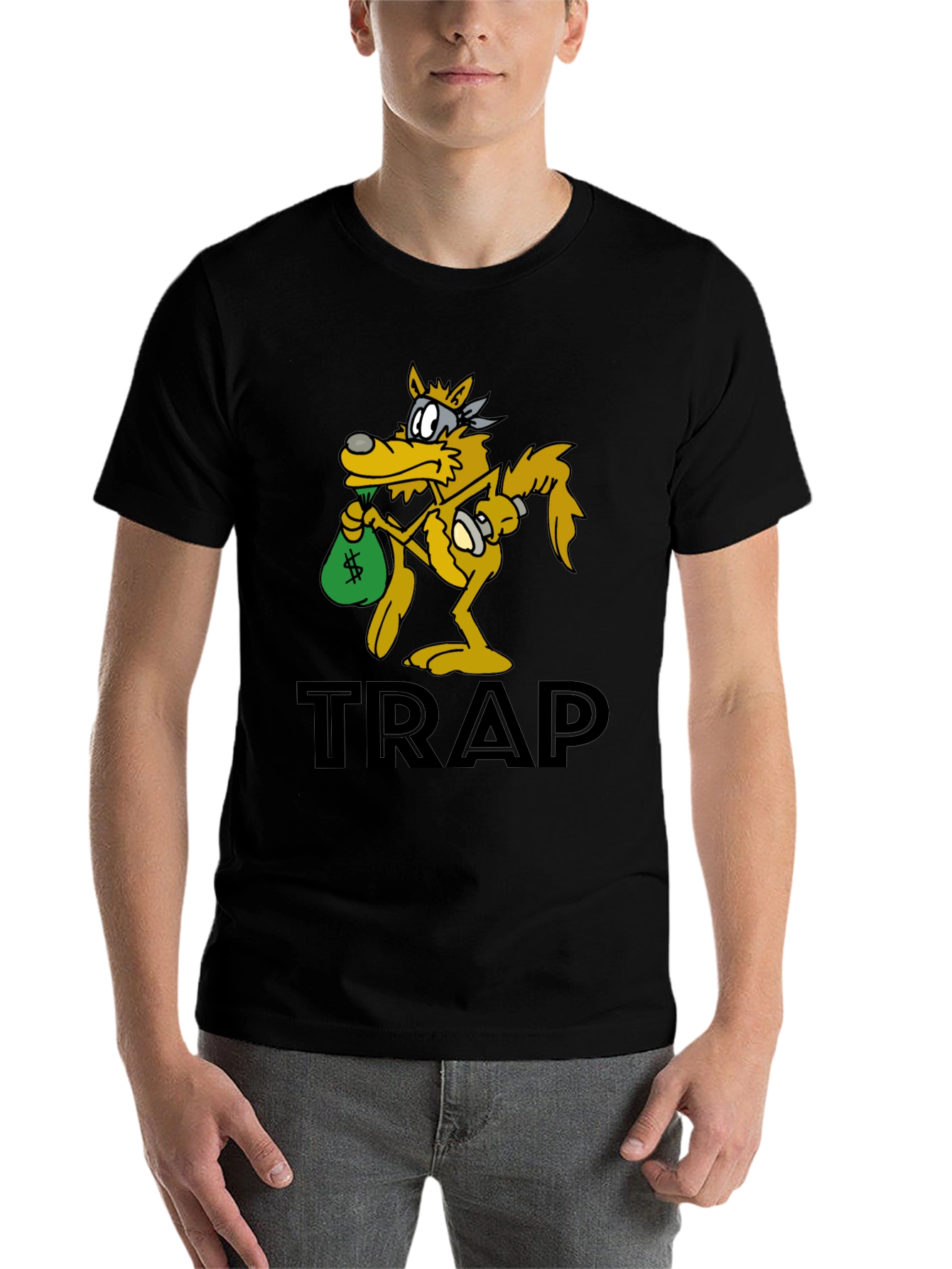 Black Trap Wolf Graphic Tee - Streetwear Style view 7