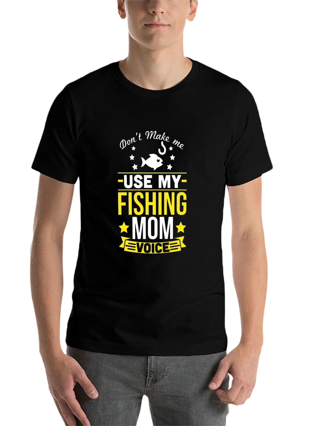 Black Funny Fishing Mom T-Shirt view 7