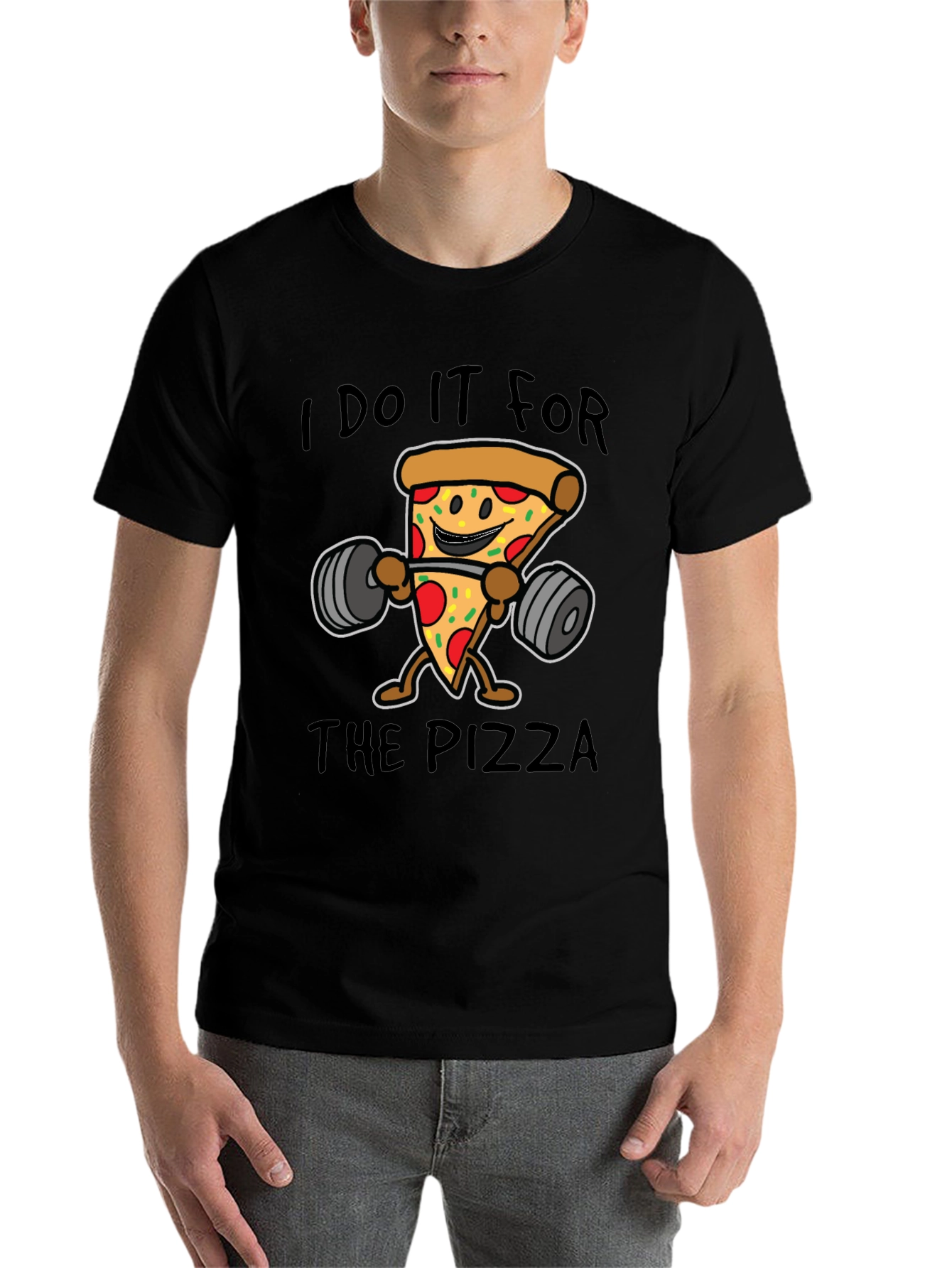 Black I Do It For The Pizza Black T-Shirt view 7