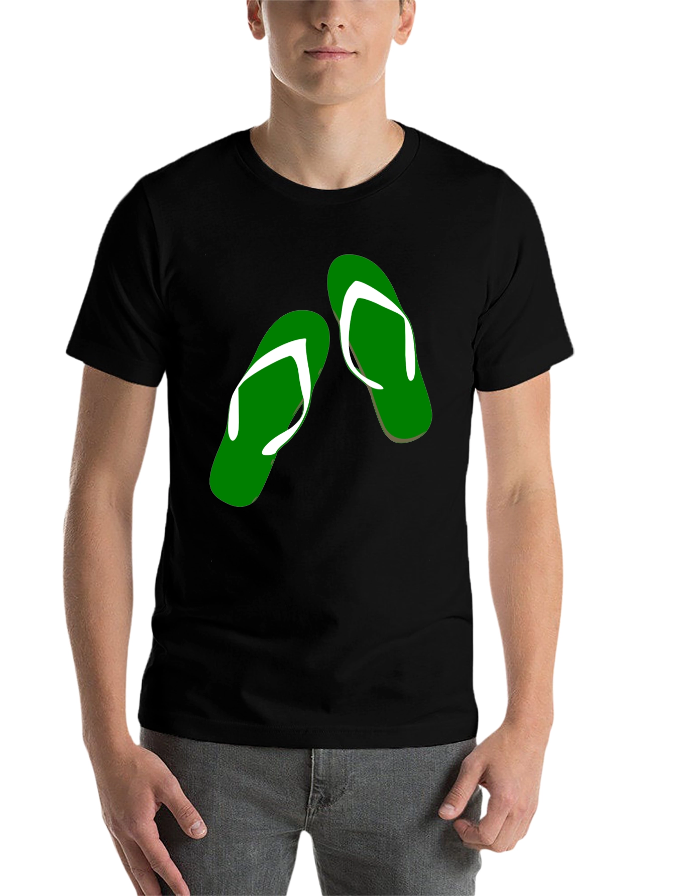 Black Green Flip Flop Graphic Tee - Casual Style view 7
