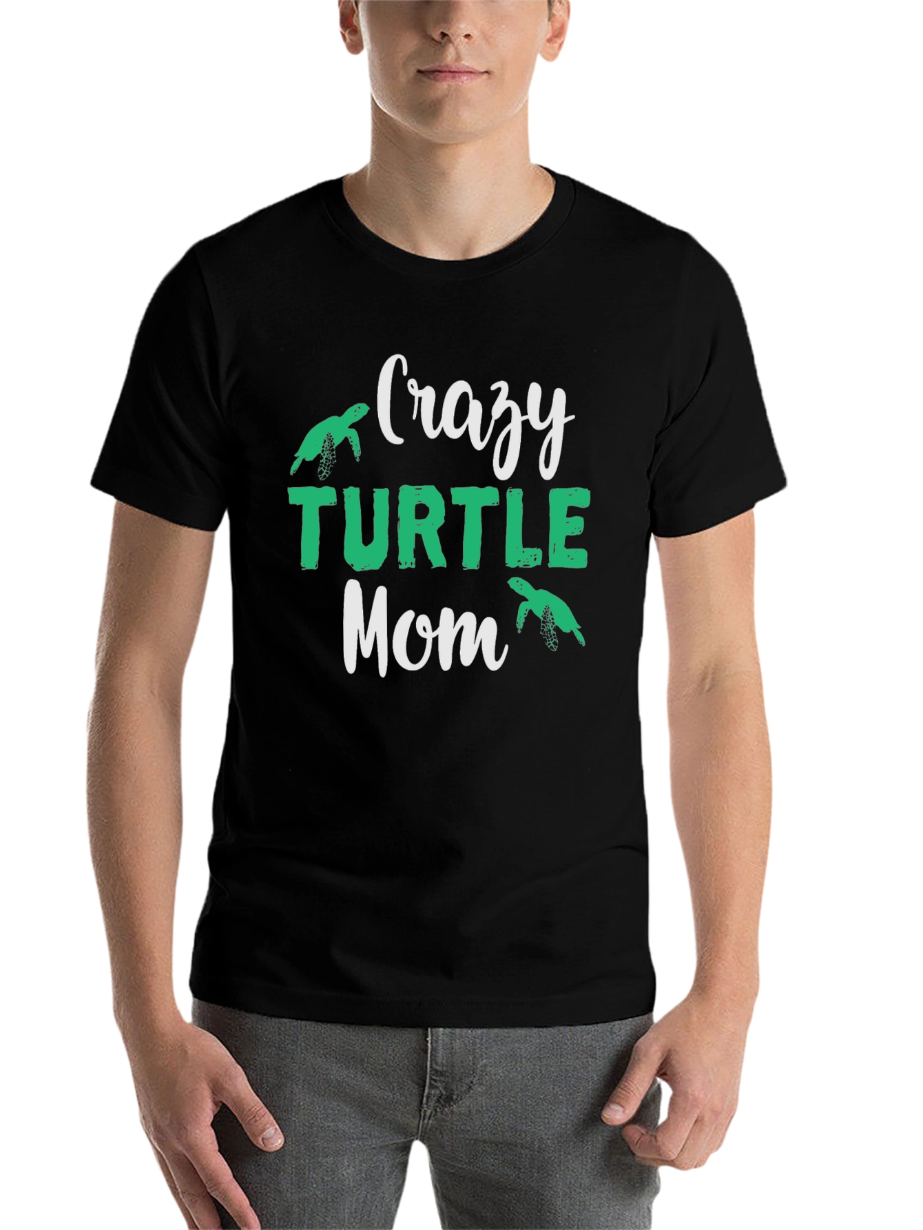 Black Crazy Turtle Mom T-Shirt view 7