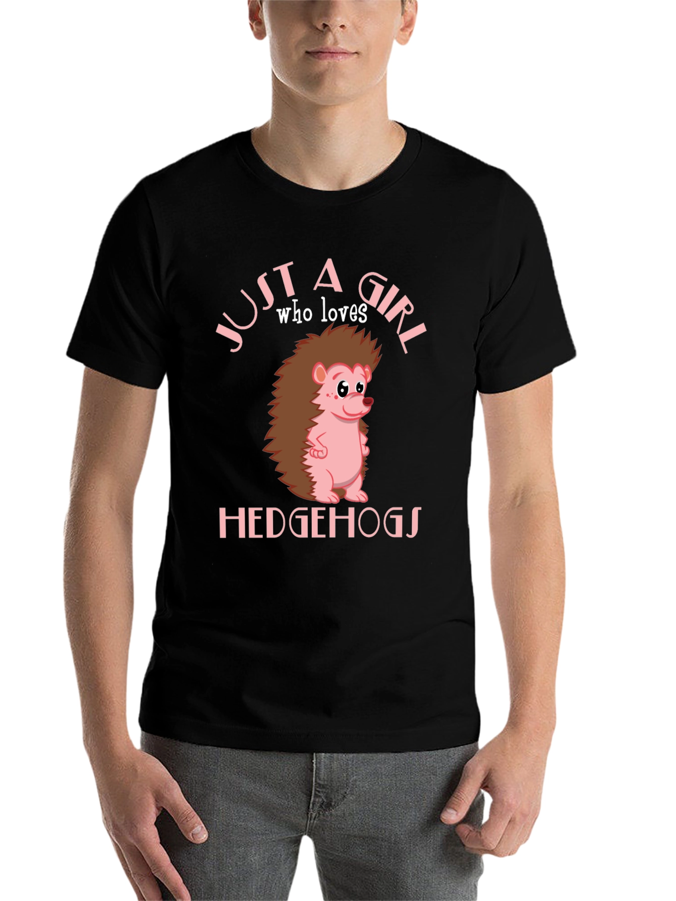 Black Just a Girl Who Loves Hedgehogs T-Shirt view 7