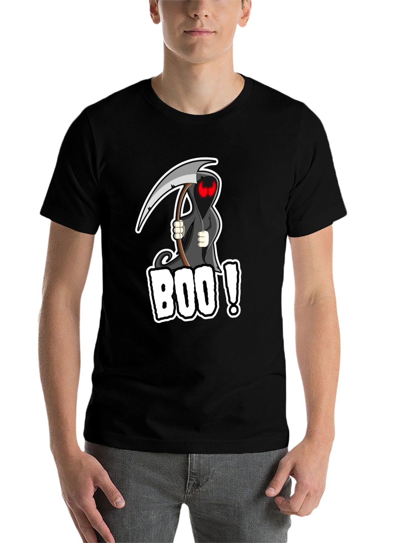 Black Boo! Grim Reaper Graphic Black T-Shirt  view 7