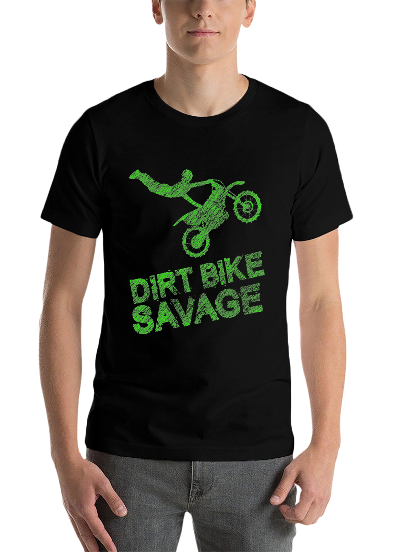 Black Dirt Bike Savage Graphic T-Shirt view 7