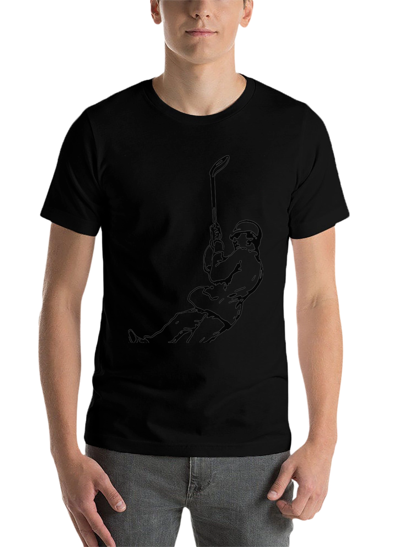 Black Golfer Swing Graphic Tee - Classic Black Cotton T-Shirt view 7