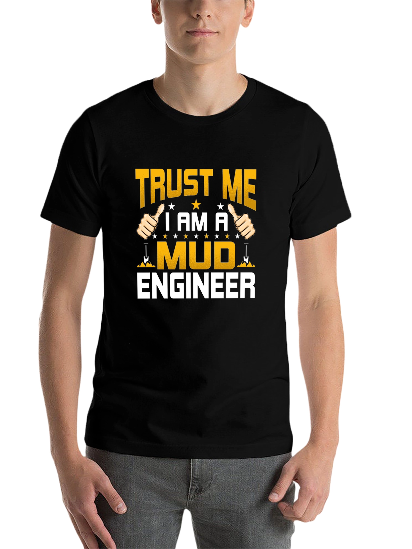 Black Trust Me I'm a Mud Engineer T-Shirt view 7