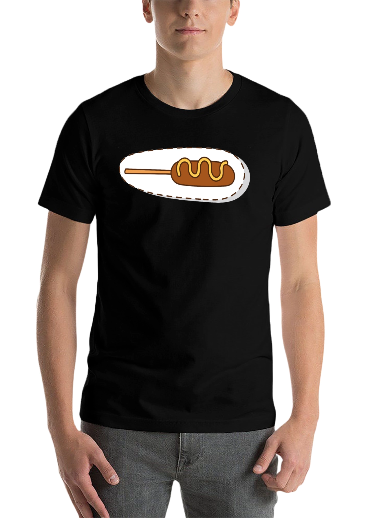 Black Novelty Corn Dog Graphic T-Shirt view 7
