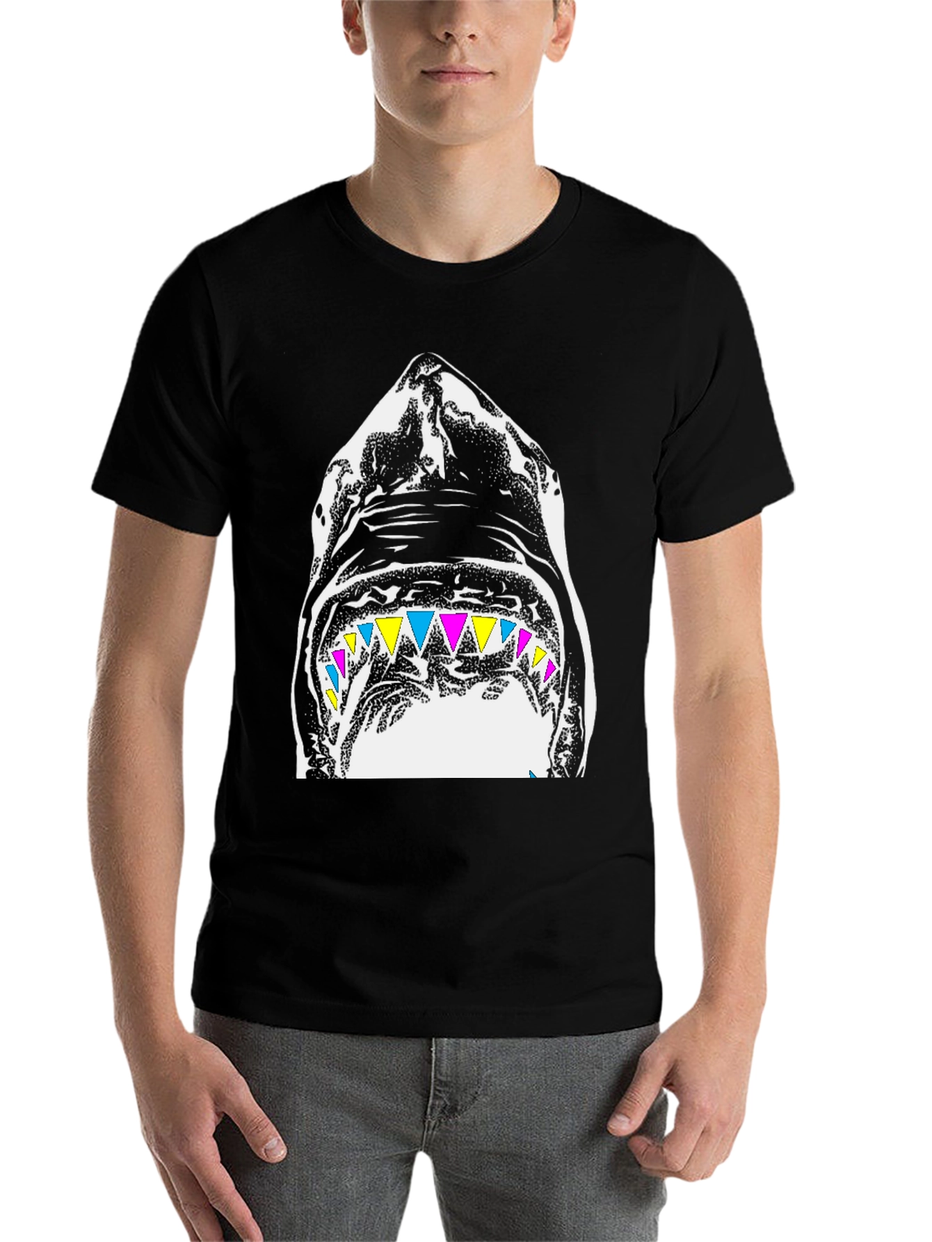 Black Shark Graphic Black T-Shirt view 7