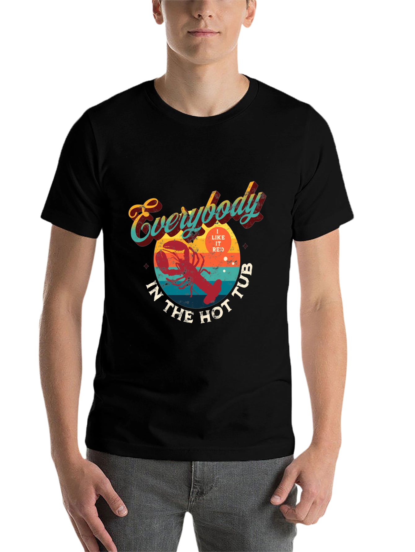 Black Everybody In The Hot Tub Lobster Graphic T-Shirt view 7