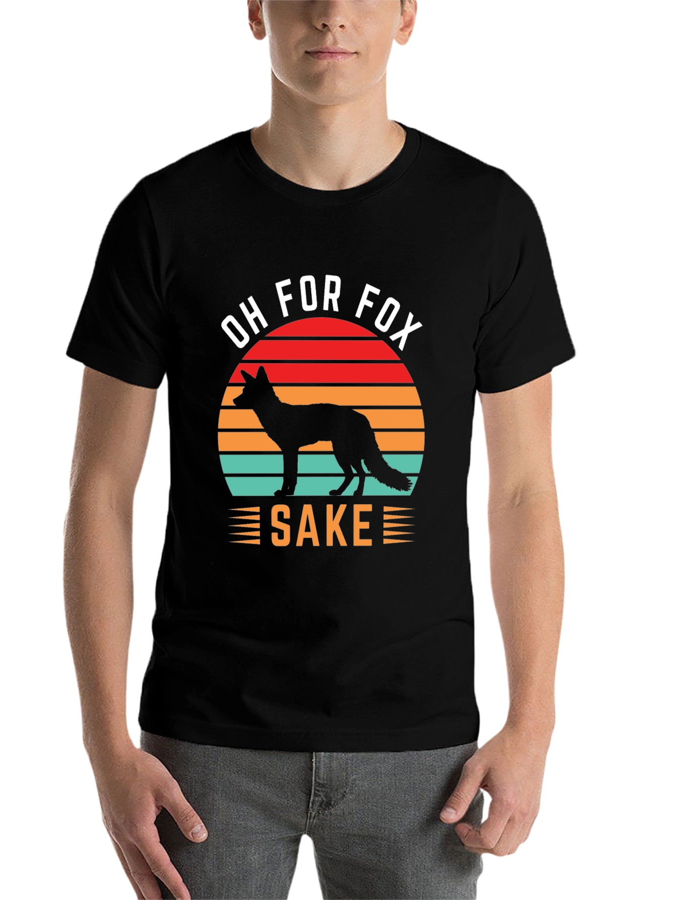 Black Oh For Fox Sake T-Shirt, Novelty Fox Lover Tee view 7