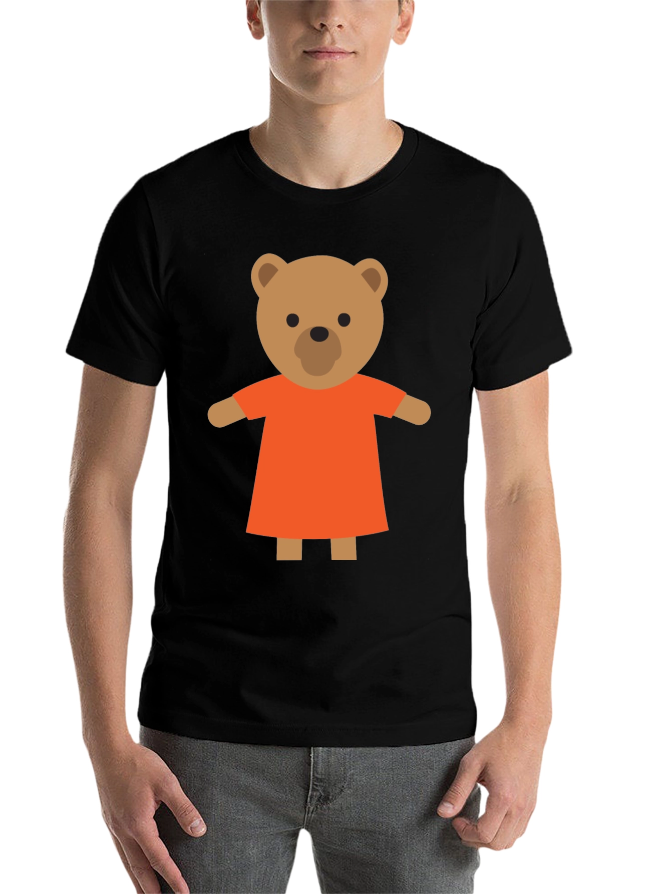 Black Cute Cartoon Teddy Bear T-Shirt view 7