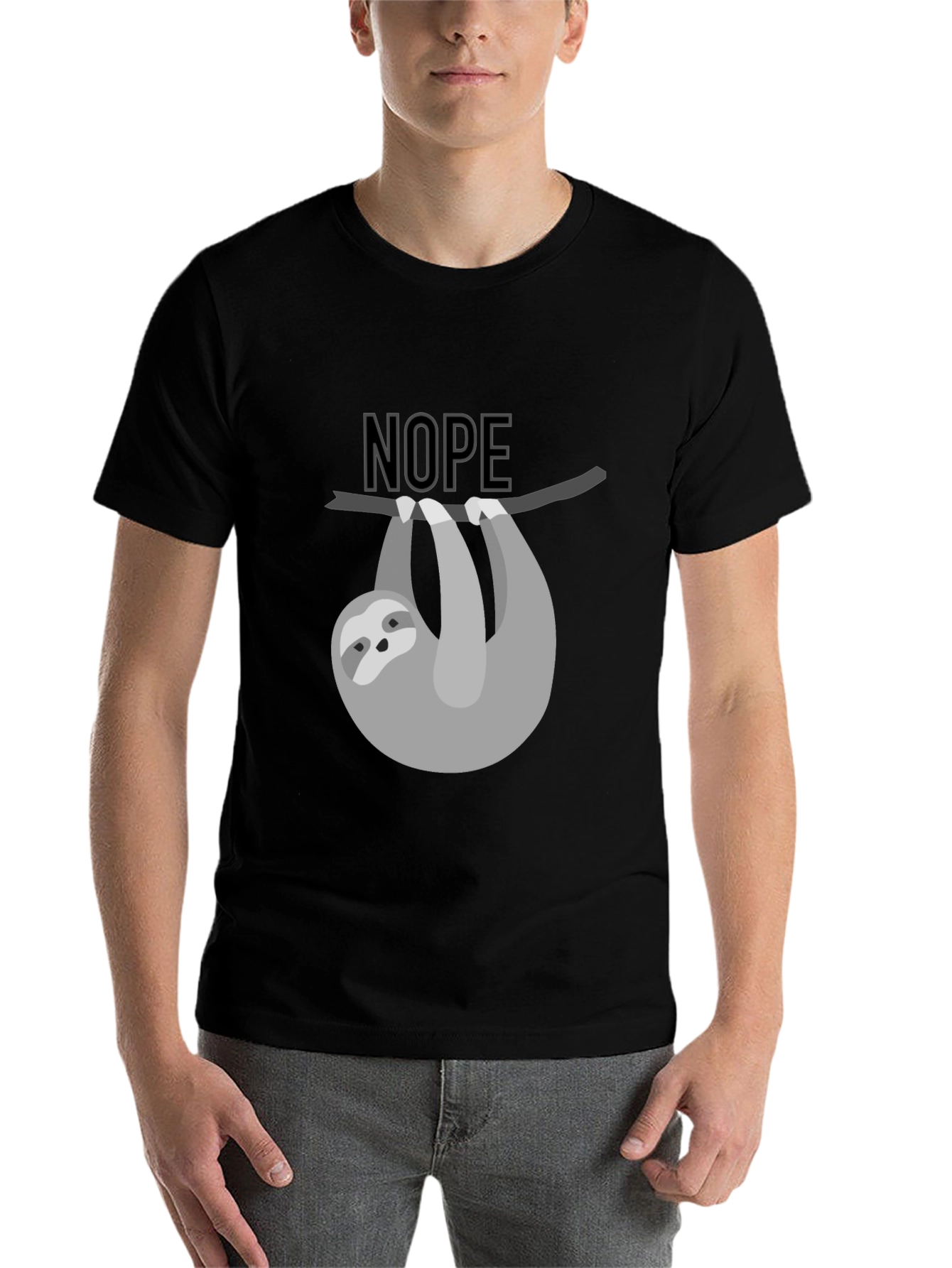 Black Nope Sloth Graphic Tee - Men's Black T-Shirt view 7