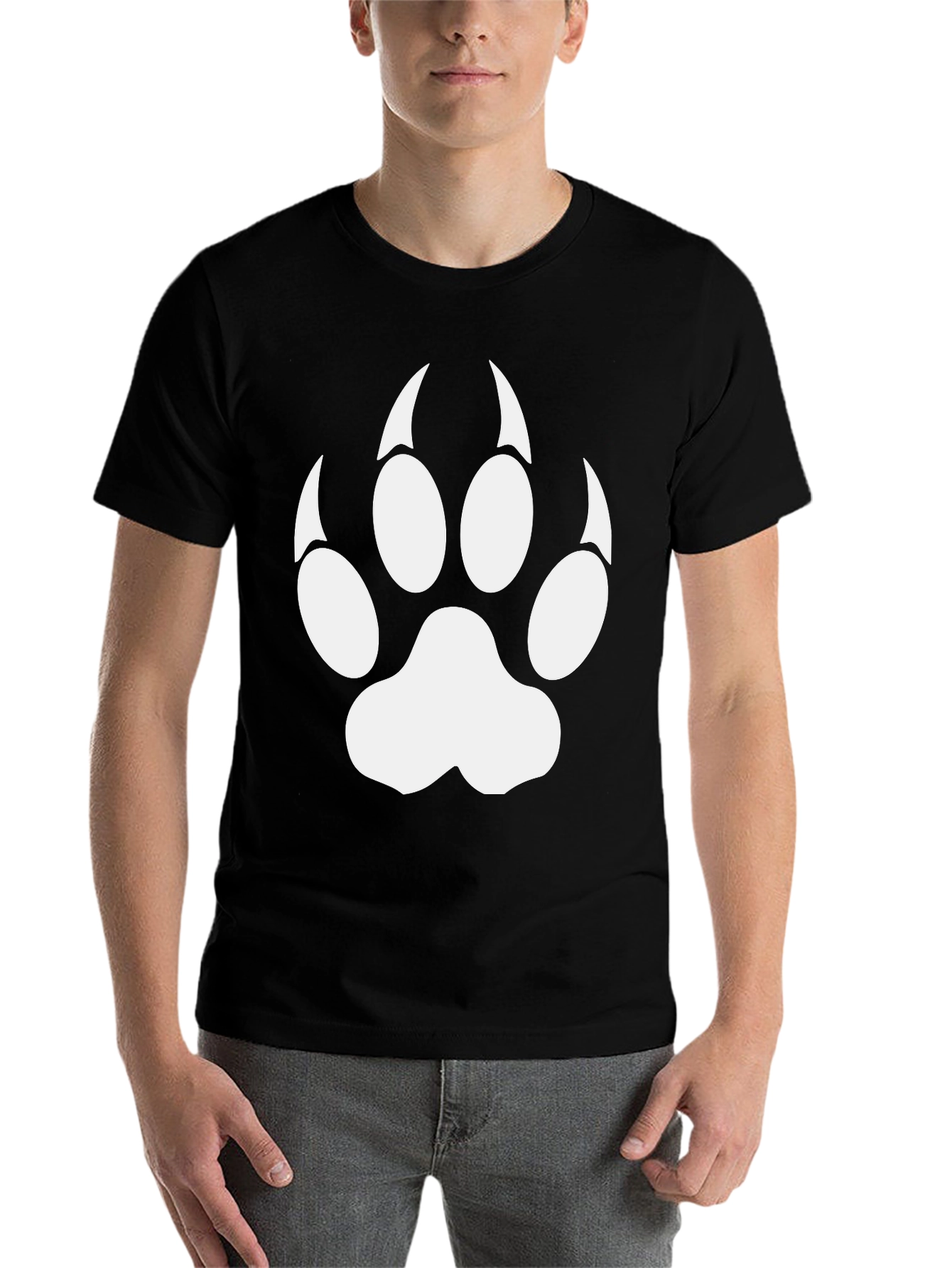 Black Cool Black T-Shirt with White Paw Print view 7