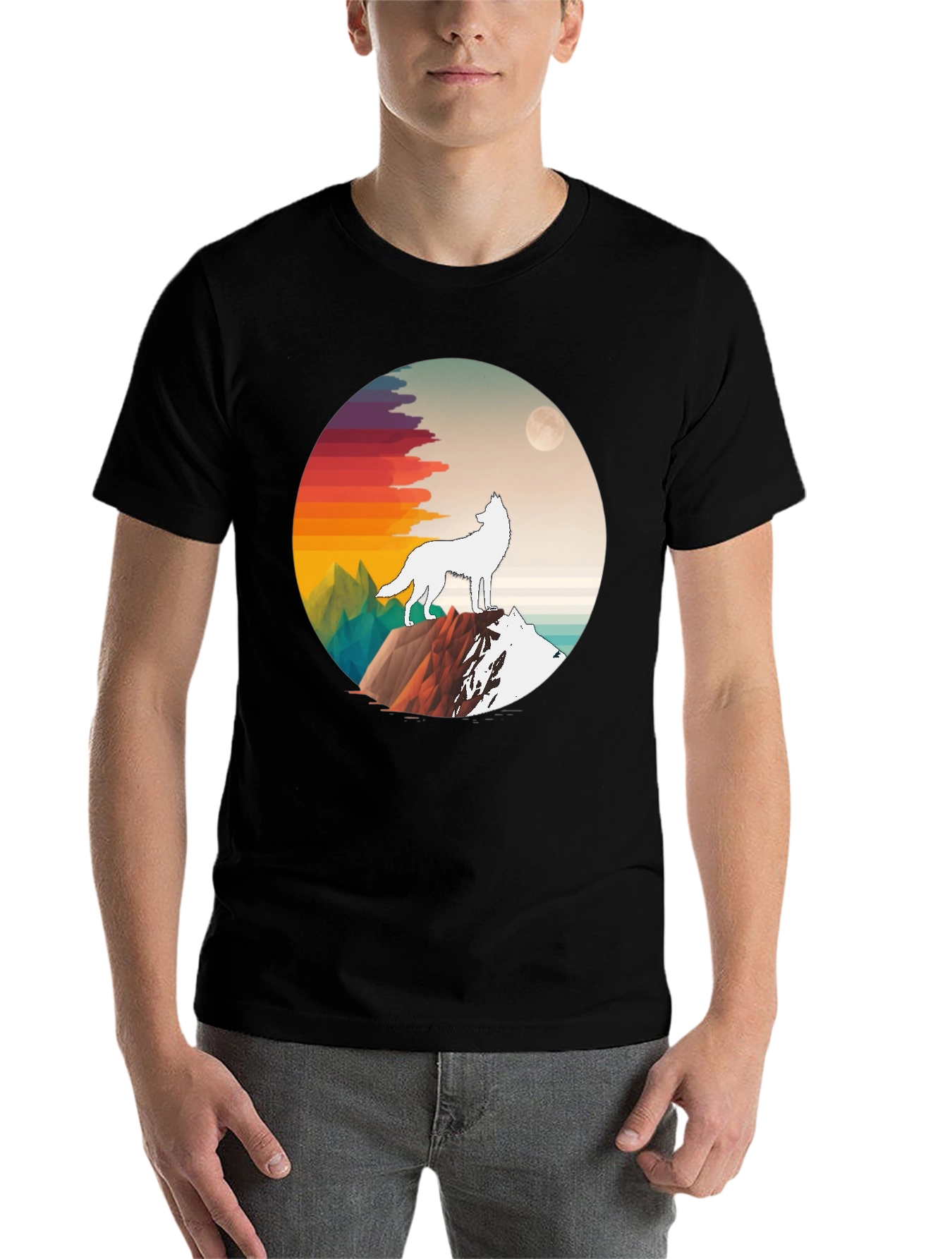 Black Wolf Mountain Graphic Tee - Black Unisex T-Shirt view 7