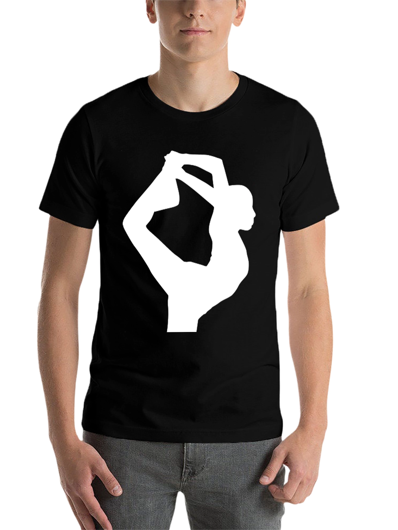 Black Yoga Pose Graphic Tee - Black Cotton Blend view 7