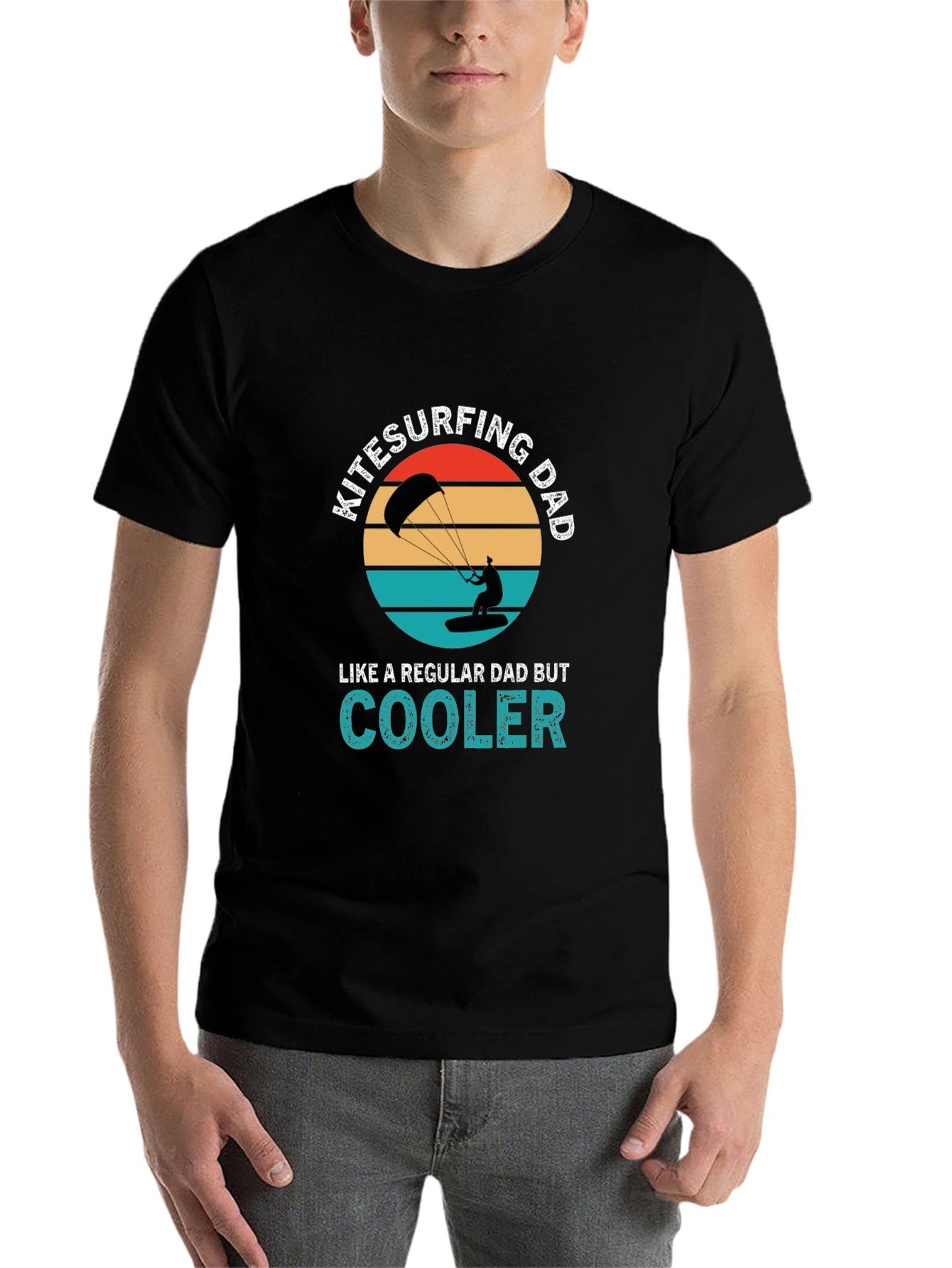 Black Kitesurfing Dad T-Shirt - Cooler Than Regular! view 7