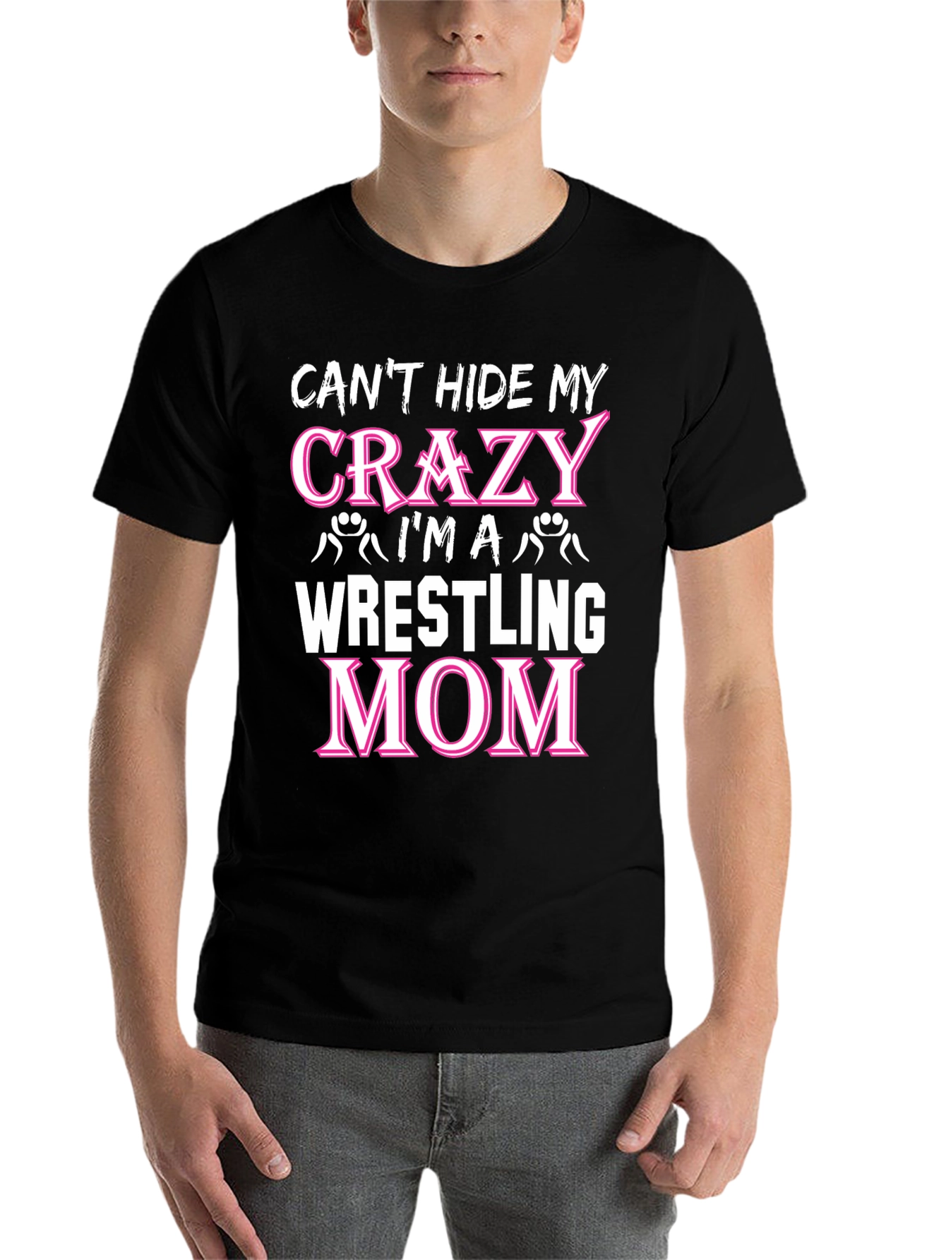 Black Crazy Wrestling Mom T-Shirt view 7