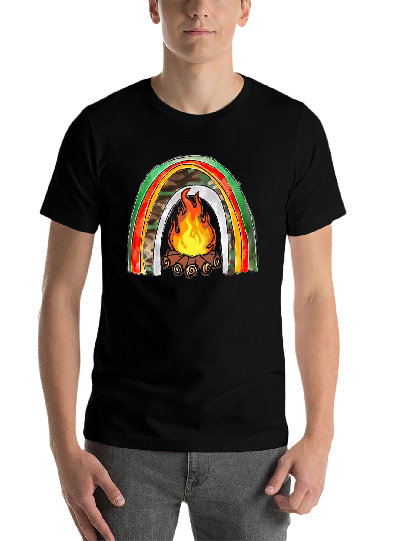 Black Campfire Rainbow Graphic Tee view 7