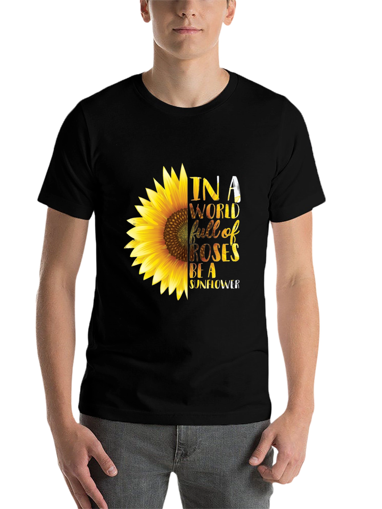 Black Sunflower Graphic T-Shirt - Be a Sunflower Tee view 7