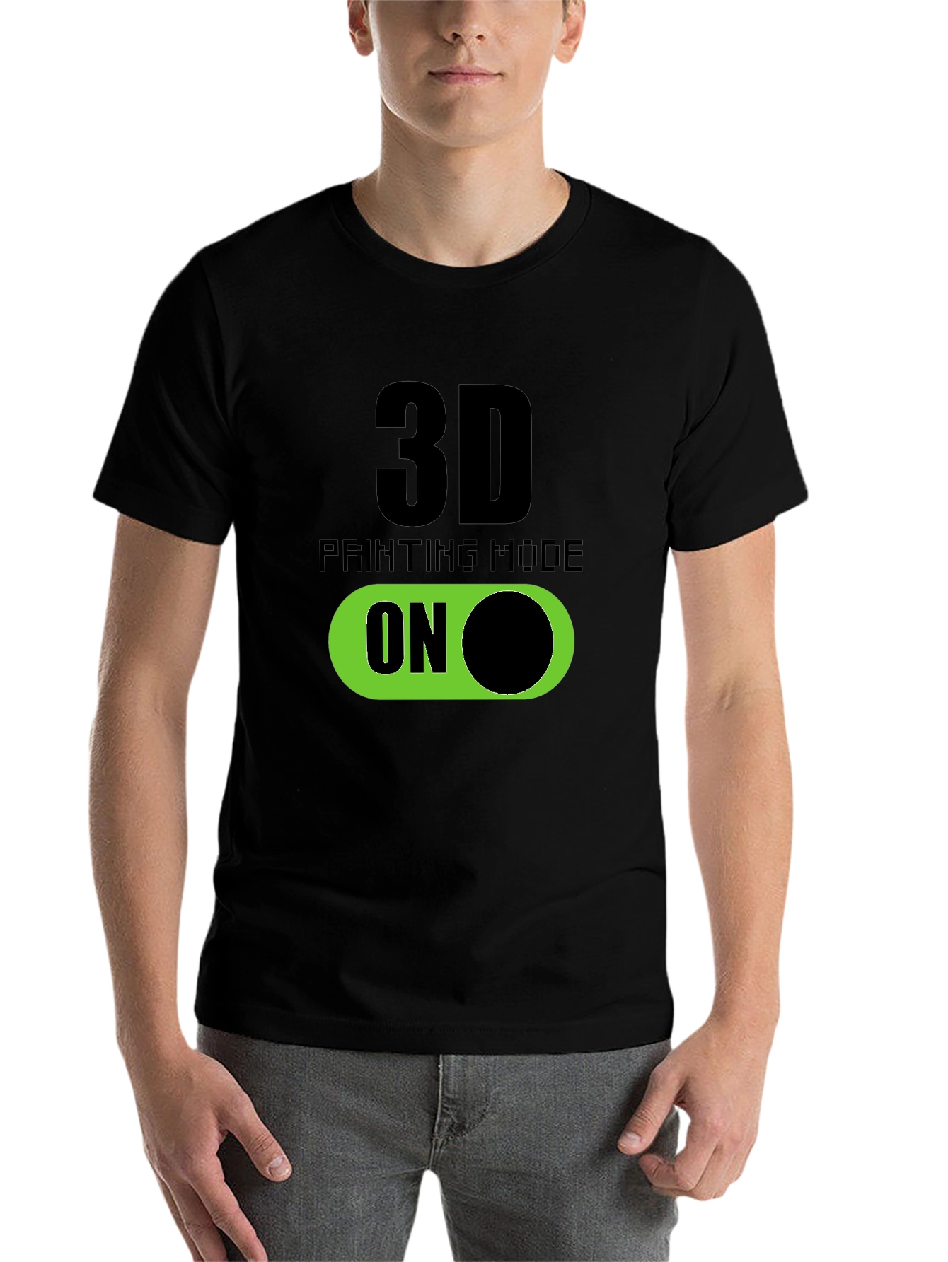 Black 3D Printing Mode On T-Shirt - Black view 7