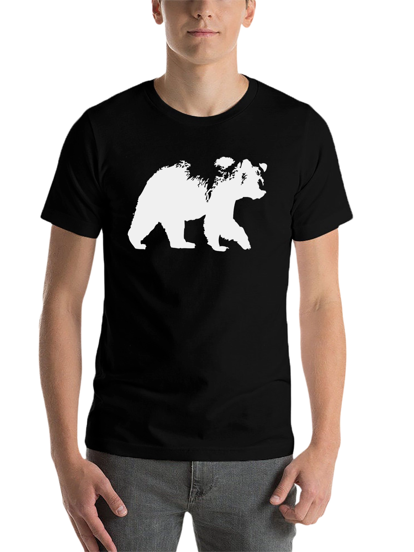 Black Bear Graphic Tee - Black Cotton T-Shirt view 7