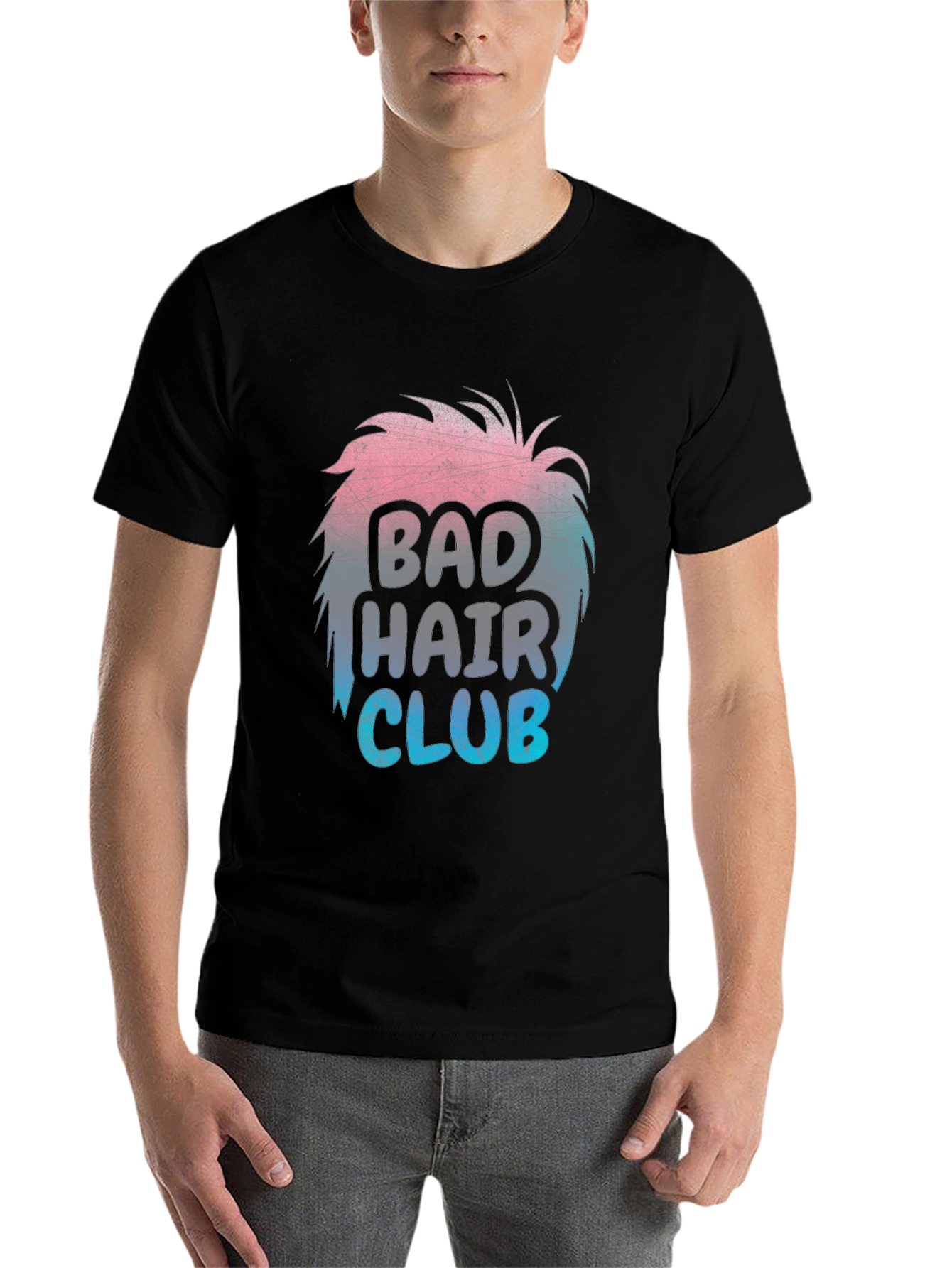 Black Bad Hair Club T-Shirt Funny Hairstyle Tee view 7