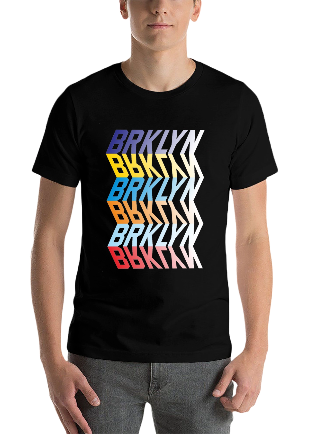 Black Brooklyn Retro Graphic Print Men's Tee - Black view 7
