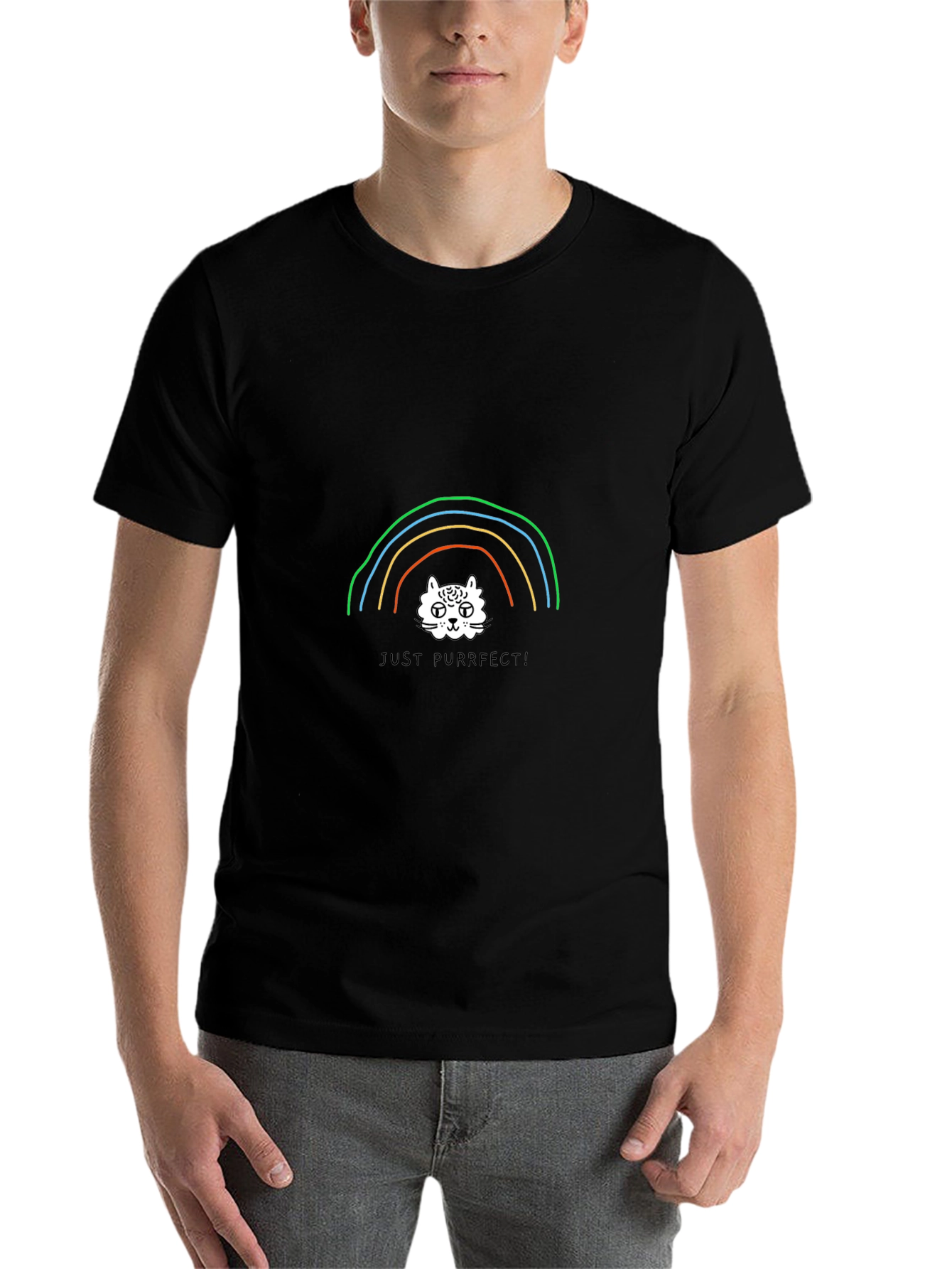 Black Rainbow Cat T-Shirt - Just Purrfect! view 7
