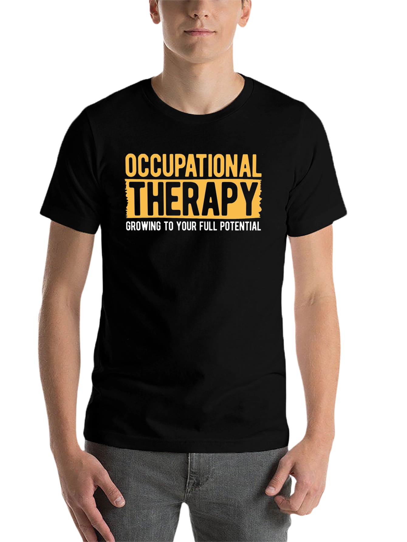 Black Occupational Therapy T-Shirt - Growing to Full Potential view 7