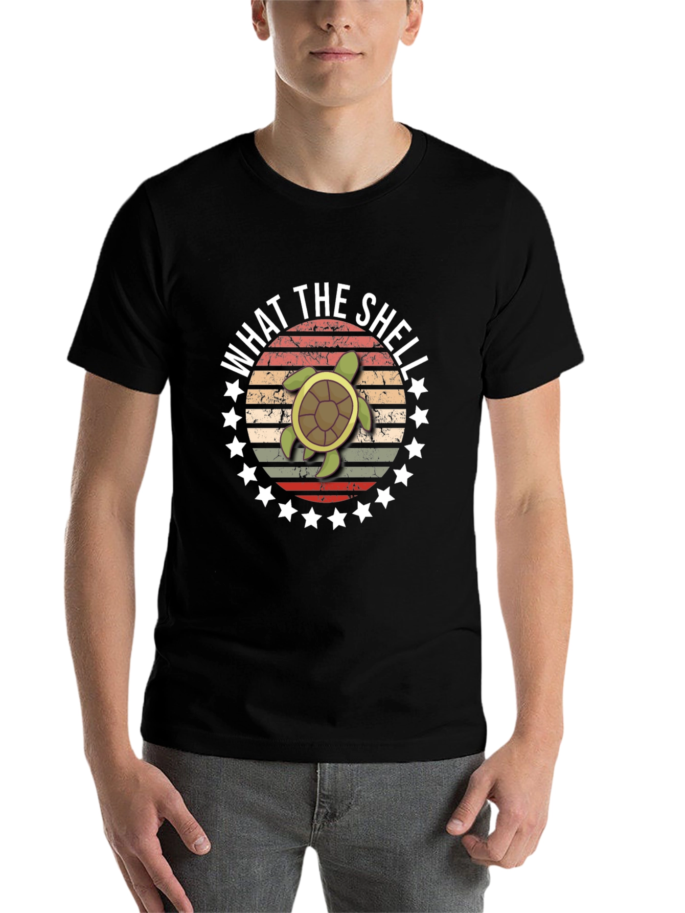 Black What the Shell Turtle T-Shirt view 7