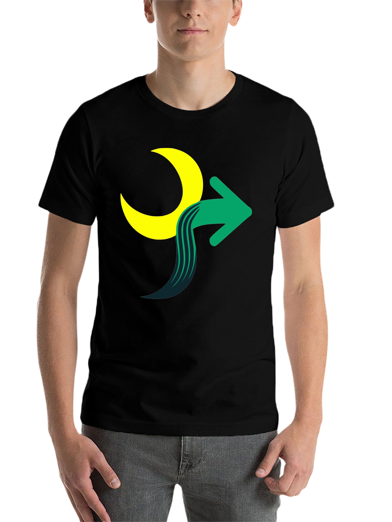 Black Moon Arrow Graphic Tee - Stylish Cotton Blend Shirt view 7
