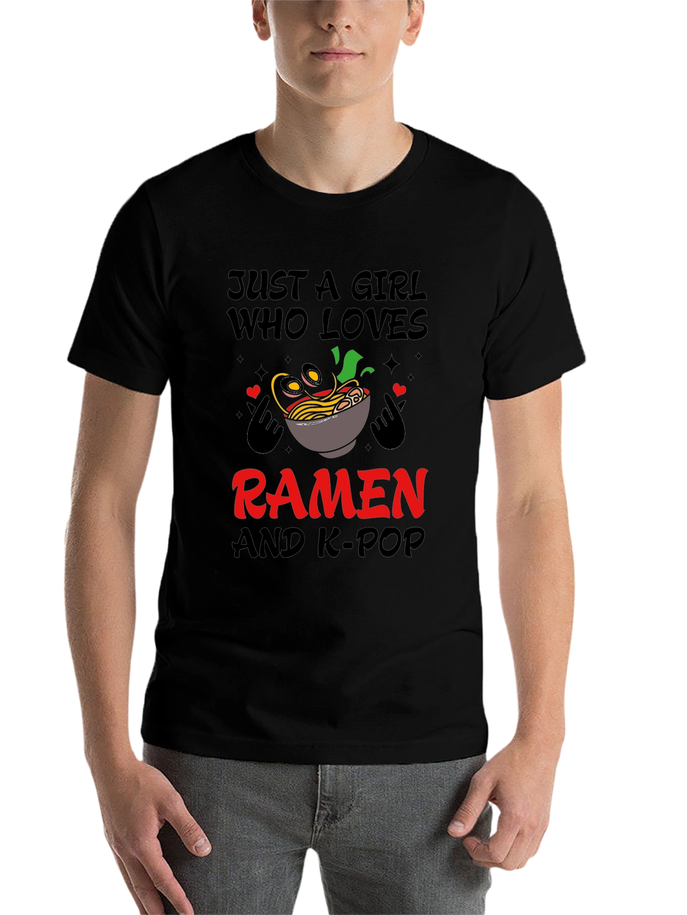 Black Girl Loves Ramen and K-Pop T-Shirt view 7